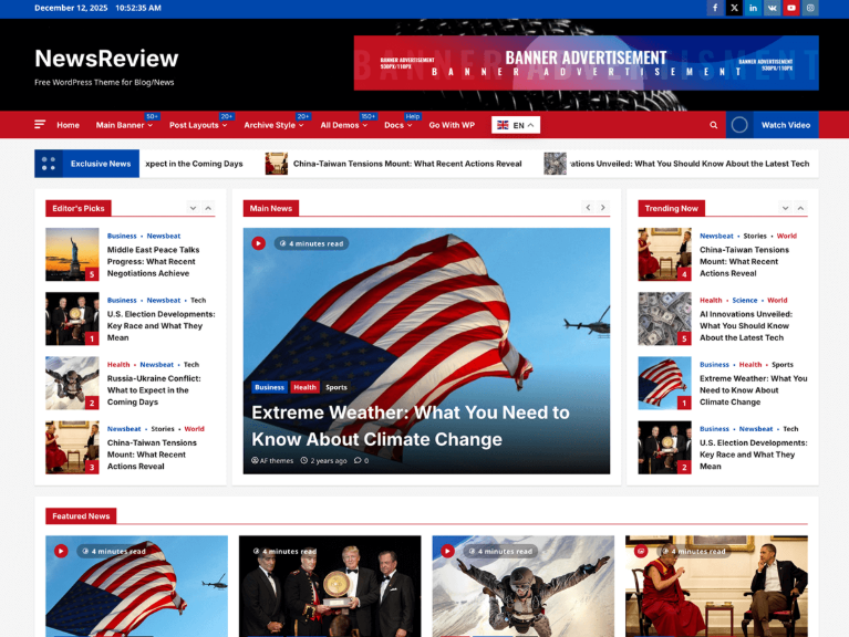 NewsReview is a free, fast, lightweight, and fully responsive WordPress theme designed
