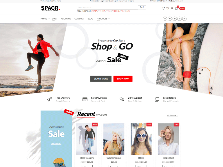 Spacr is a fast, clean, lightweight, customizable and modern-looking free responsive